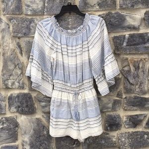 Chelsea & Violet Off The Shoulder Stripped Romper